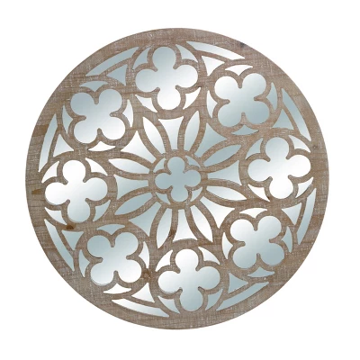 Transpac Wood 29 In. Brown Everyday Quatrefoil Mirror 3 Transpac Wood 29 In. Brown Everyday Quatrefoil Mirror