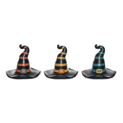 Transpac Set Of 3 Resin Witch Hat Figurines - Halloween Decorative Objects For Spooky Home Decor 3 Transpac Set Of 3 Resin Witch Hat Figurines - Halloween Decorative Objects For Spooky Home Decor