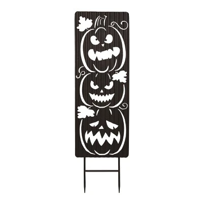 Transpac Metal 35 In. Black Halloween Corrugated Spooky Pumpkin Sign Yardstake 3 Transpac Metal 35 In. Black Halloween Corrugated Spooky Pumpkin Sign Yardstake