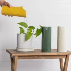 Transpac Ceramic Plant Shower Set Of 3 Decorative Planters For Home Spring Decor