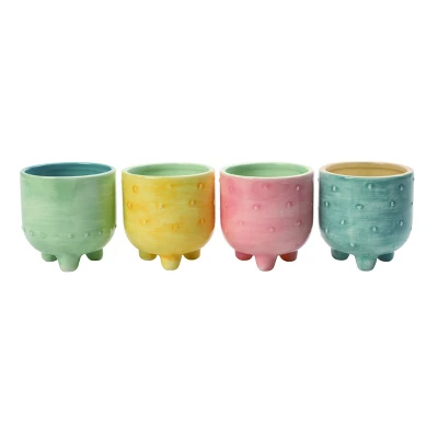 Transpac Small Ceramic Footed Planter With Drainage Multicolored Design Perfect For Home Decor And Gift Giving 4 Transpac Small Ceramic Footed Planter With Drainage Multicolored Design Perfect For Home Decor And Gift Giving - Image 2