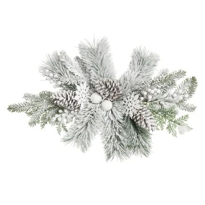 Transpac Artificial 26 In. Green Christmas Frosted Artificial Centerpiece 3 Transpac Artificial 26 In. Green Christmas Frosted Artificial Centerpiece
