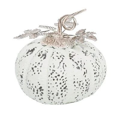 Transpac Medium Rustic White Metal Pumpkin Decorative Object For Fall Harvest Tabletop Decor And Gift Giving 3 Transpac Medium Rustic White Metal Pumpkin Decorative Object For Fall Harvest Tabletop Decor And Gift Giving