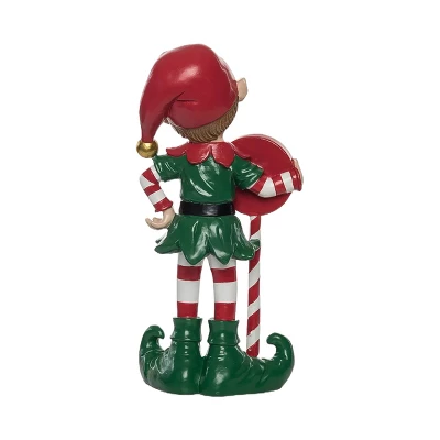 Transpac 12.25 In Multicolor Christmas Jolly Elf Figurine With Sign Decorative Object Polyresin Holiday Decor 4 Transpac 12.25 In Multicolor Christmas Jolly Elf Figurine With Sign Decorative Object Polyresin Holiday Decor - Image 2