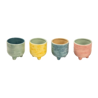 Transpac Small Ceramic Footed Planter With Drainage Multicolored Design Perfect For Home Decor And Gift Giving 3 Transpac Small Ceramic Footed Planter With Drainage Multicolored Design Perfect For Home Decor And Gift Giving