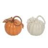 Transpac Elegant Orange And Ivory Pumpkin Set Of 2 Decorative Resin Figurines For Fall Harvest Indoor Tabletop Decor