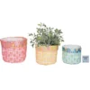 Transpac Fabric Bright Geo Planters Set Of 3 With Liner Colorful Home Decorations For Spring Polyester Planters