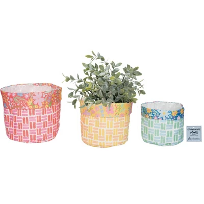 Transpac Fabric Bright Geo Planters Set Of 3 With Liner Colorful Home Decorations For Spring Polyester Planters 3 Transpac Fabric Bright Geo Planters Set Of 3 With Liner Colorful Home Decorations For Spring Polyester Planters