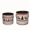Transpac Metal White Christmas Enamel Buckets Set Of 2 -Furniture GUEST 4783e85b ba79 4cf2 b216 33d276ad43c0