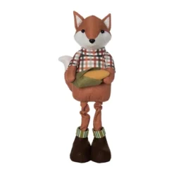 Transpac Plush Standing Fox Figurine - Adorable Fall Harvest Decor - Soft Multicolor Tabletop Decoration And Gift Idea