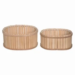 Transpac Wood 11" Brown Spring Bamboo Baskets Set Of 2