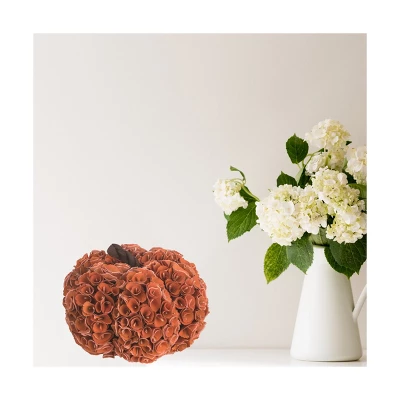 Transpac 8.5 In Orange Harvest Rosette Pumpkin Decorative Wood Object For Fall And Thanksgiving Decor 4 Transpac 8.5 In Orange Harvest Rosette Pumpkin Decorative Wood Object For Fall And Thanksgiving Decor - Image 2