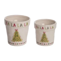 Transpac Ceramic Dot Tree Planters Set Of 2 Multicolor Indoor Decor Perfect For Christmas Gifts And Tabletop Use