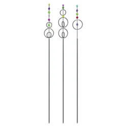 Transpac Iron Kinetic Rainbow Yard Stake Set Of 3 Decorative Metal Garden Stakes For Outdoor Use And Gift Giving