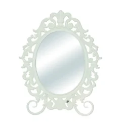 Transpac Metal 13.5 In. White Everyday Regency Oval Mirror