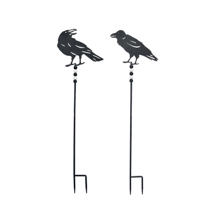 Transpac Metal Crow Yardstakes Set Of 2 Decorative Garden Stakes For Halloween Black Metal Indoor Outdoor Decor 3 Transpac Metal Crow Yardstakes Set Of 2 Decorative Garden Stakes For Halloween Black Metal Indoor Outdoor Decor