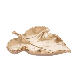Transpac 9.37 In Gold Harvest Leaf Decorative Object Polyresin Fall Home Decor