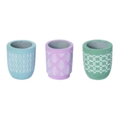 Transpac Multicolored Cement Patterned Planter With Drainage Hole For Indoor Tabletop Home Decor And Gift Giving