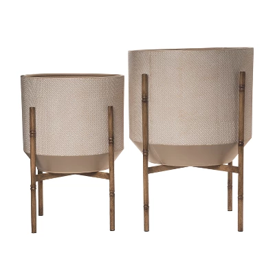 Transpac Metal 22.05 Inch Brown Everyday Planters Set Of 2 Stylish Outdoor Pots For Decoration And Gift Giving 4 Transpac Metal 22.05 Inch Brown Everyday Planters Set Of 2 Stylish Outdoor Pots For Decoration And Gift Giving - Image 2