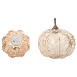 Transpac Glass Light Up Pumpkins With Petal Detail - Fall Decorative Objects For Home Decor And Seasonal Celebrations -Furniture GUEST 919a69c4 6716 446d b384 20db0152745f