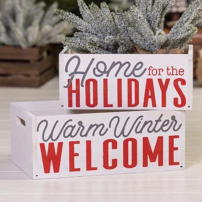 Transpac Wood 14.02 In. Multicolor Christmas Rustic Display Crate Set Of 2 3 Transpac Wood 14.02 In. Multicolor Christmas Rustic Display Crate Set Of 2