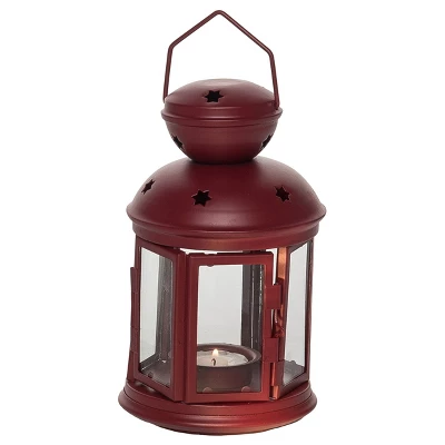 Transpac 7.48 In Red Christmas Rustic Lantern Metal Candle Holder For Festive Holiday Decor 4 Transpac 7.48 In Red Christmas Rustic Lantern Metal Candle Holder For Festive Holiday Decor - Image 2