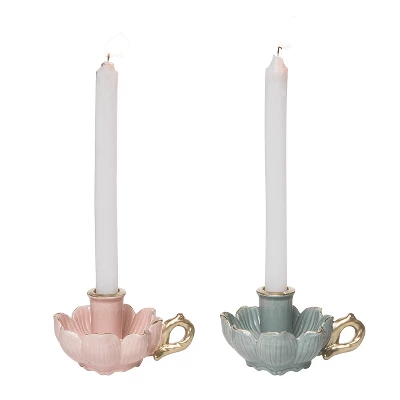Transpac Stoneware Flower Taper Candle Holder Set Of 2 Elegant Home Decor For Everyday Use 3 Transpac Stoneware Flower Taper Candle Holder Set Of 2 Elegant Home Decor For Everyday Use