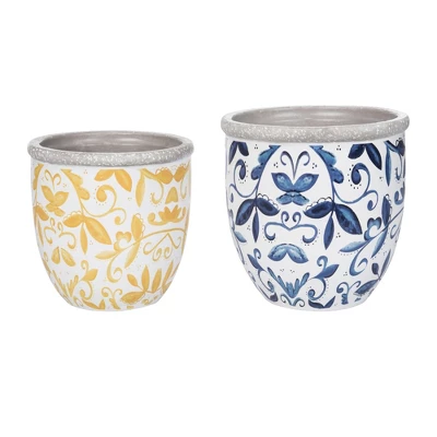 Transpac Cement Citrus Indigo Planters Set Of 2 Stylish Home Decorations For Spring And Garden 2 Transpac Cement Citrus Indigo Planters Set Of 2 Stylish Home Decorations For Spring And Garden