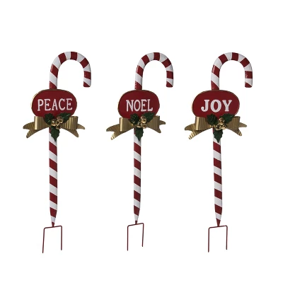 Transpac Metal Candy Cane Yard Stake Set Of 3 Christmas Decorations Decorative Garden Stakes Iron 3 Transpac Metal Candy Cane Yard Stake Set Of 3 Christmas Decorations Decorative Garden Stakes Iron