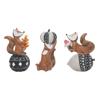 Transpac Resin Fall Fox Decor Set Of 3 Autumn Harvest Home Decorations For Thanksgiving Decorative Objects 3 Transpac Resin Fall Fox Decor Set Of 3 Autumn Harvest Home Decorations For Thanksgiving Decorative Objects