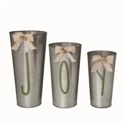 Transpac Metal Silver Christmas Nesting Joy Buckets Set Of 3