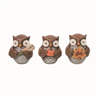 Transpac Set Of 3 Small Resin Pumpkin Owl Figurines Fall Harvest Tabletop Decor Indoor Gift Seasonal Decoration 3 Transpac Set Of 3 Small Resin Pumpkin Owl Figurines Fall Harvest Tabletop Decor Indoor Gift Seasonal Decoration