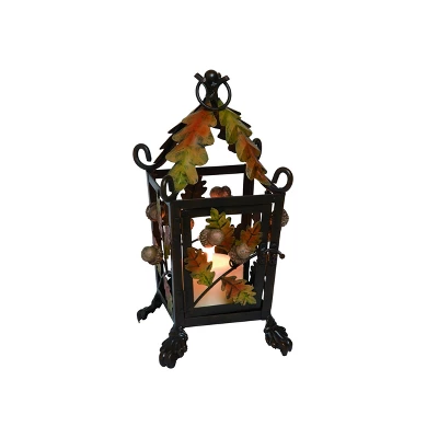 Transpac 11.61 In Multicolor Harvest Season Leaves Metal Lantern Fall Thanksgiving Candle Holder 4 Transpac 11.61 In Multicolor Harvest Season Leaves Metal Lantern Fall Thanksgiving Candle Holder - Image 2
